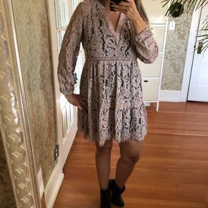 Sexy Layering Mauve Lace Boho Dress Sz M